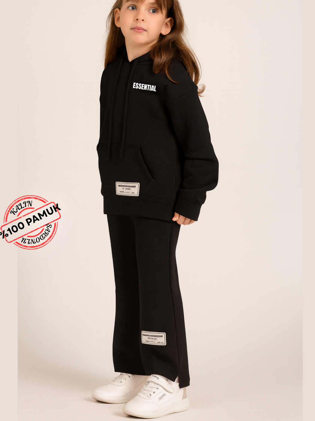 %100 Pamuk Kapüşonlu Kız Eşofman Takım - Casabony Kids