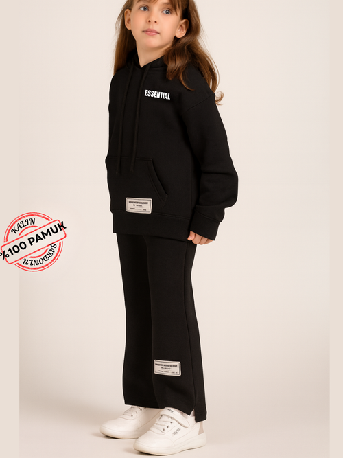 %100 Pamuk Kapüşonlu Kız Eşofman Takım - Casabony Kids