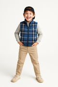 3'lü Takım Yelek & Pantolon & Sweat Erkek Çocuk Takım Mavi - Casabony Kids