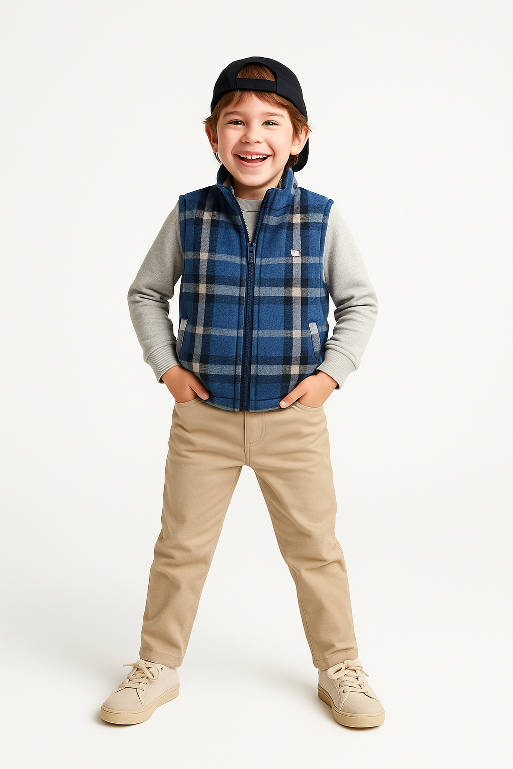 3'lü Takım Yelek & Pantolon & Sweat Erkek Çocuk Takım Mavi - Casabony Kids