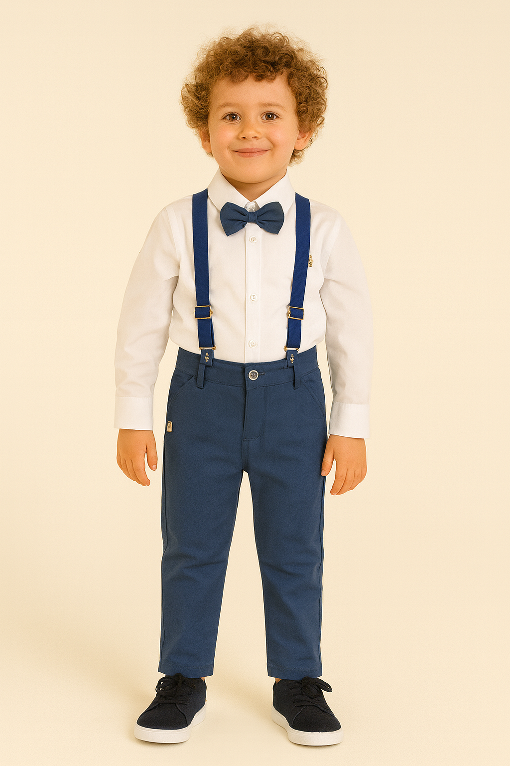4'lü Set Erkek Çocuk Gömlek & Pantolon &Papyon & Askılık - Casabony Kids