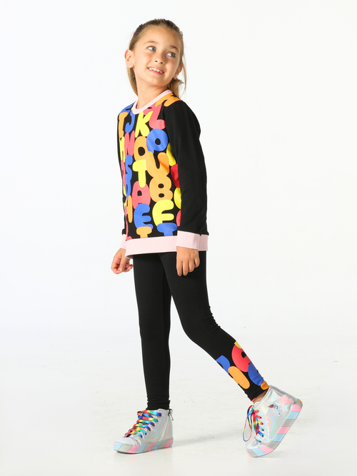 Alphabet Desenli Kız Çocuk Sweatshirt Takım - Casabony Kids