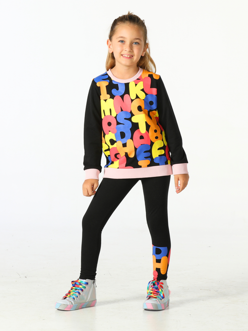 Alphabet Desenli Kız Çocuk Sweatshirt Takım - Casabony Kids