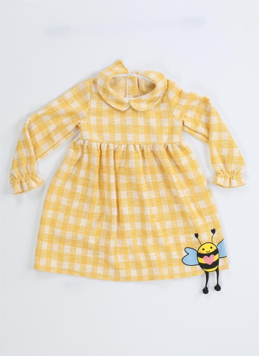 Arı Sarı Baby Yaka Ekose Elbise - Casabony Kids