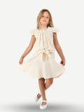 Bej Muslin Dantelli Kız Çocuk Tunik + Etekli Takım - Casabony Kids