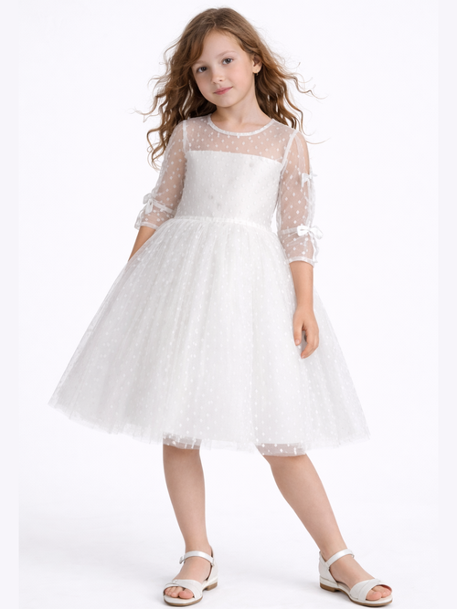 Beyaz Dantelli Tütülü Part & Bayramlık Elbise - Casabony Kids