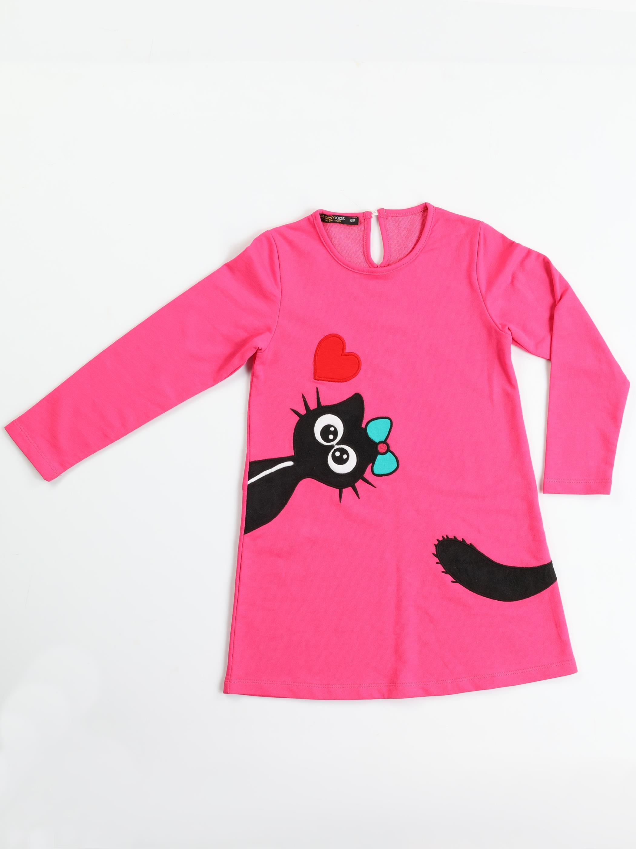 Black Cat Fuşya Kız Çocuk Elbise - Casabony Kids