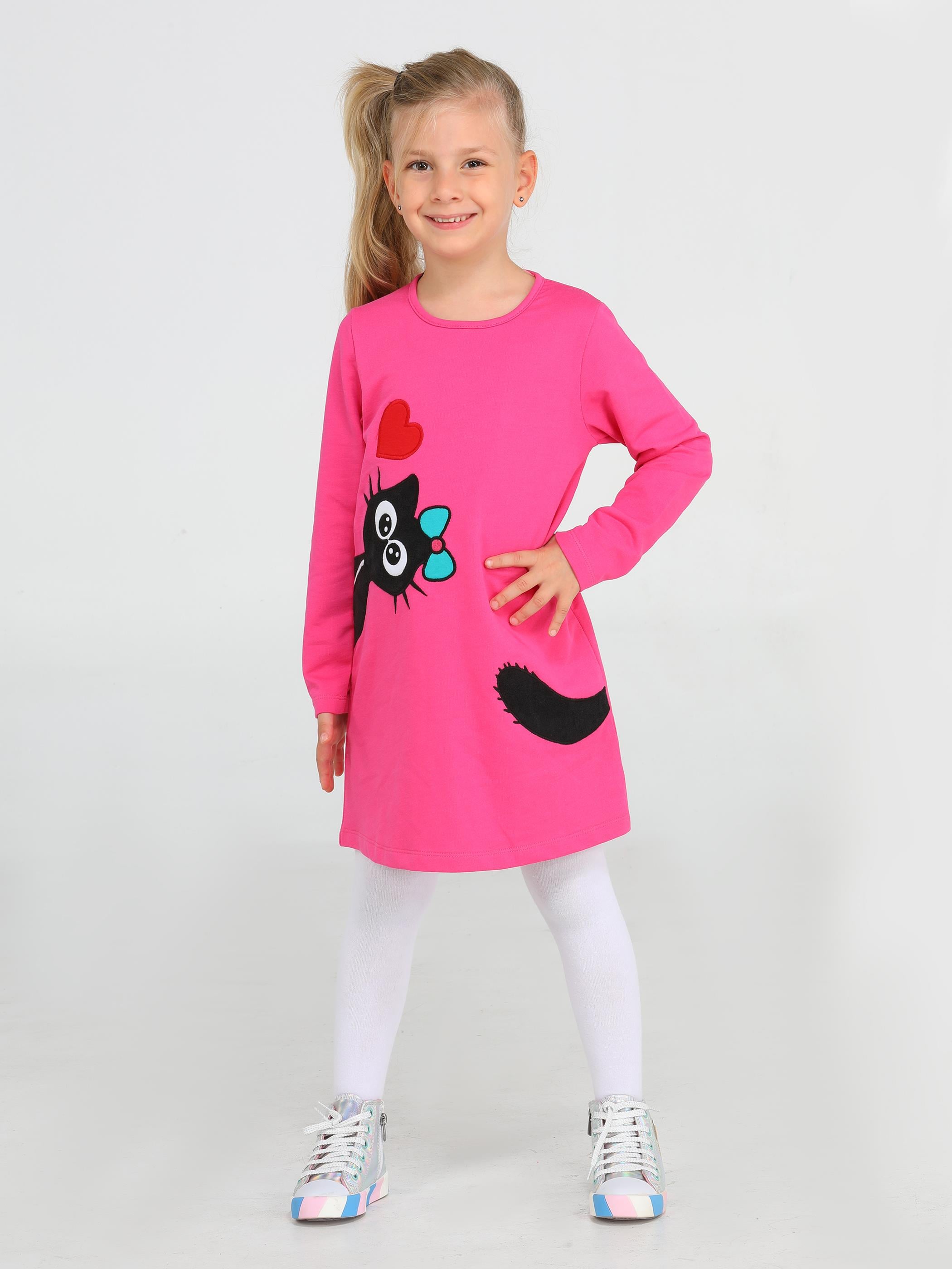 Black Cat Fuşya Kız Çocuk Elbise - Casabony Kids