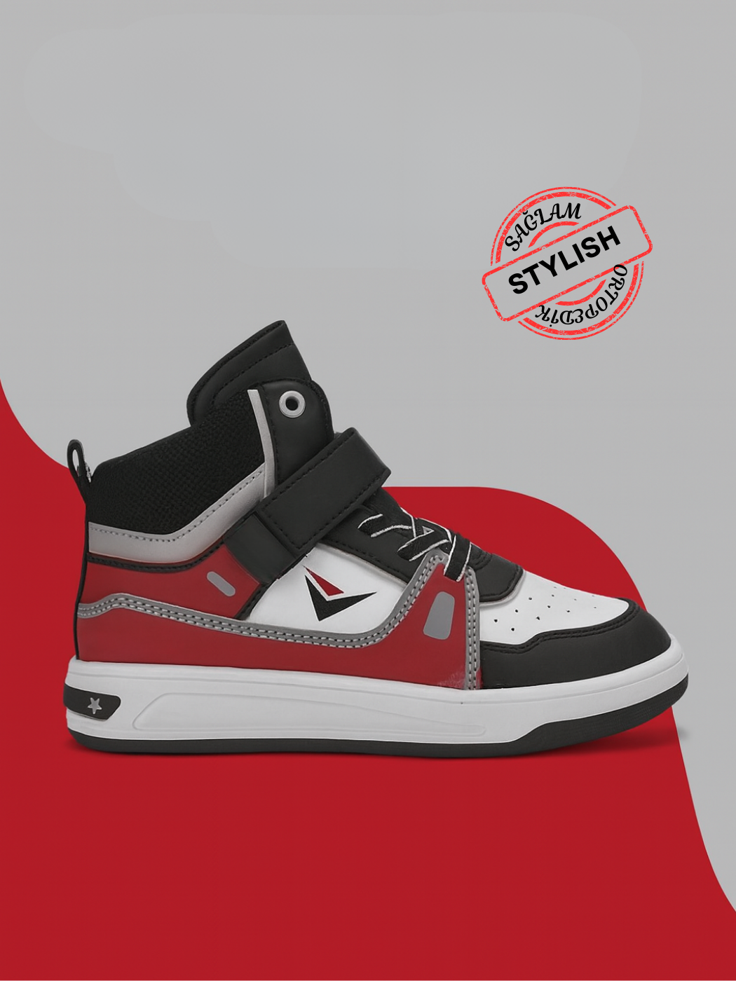 Bordo Beyaz Erkek Çocuk Sneakers Spor Ayakkabı - Casabony Kids