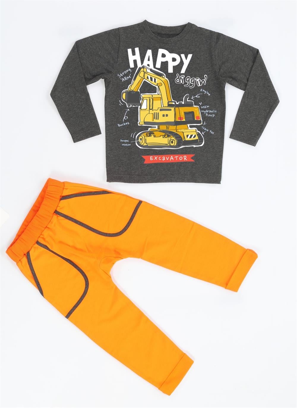 Bulldozer Erkek Çocuk Pantolon + T-shirt Takım - Casabony Kids