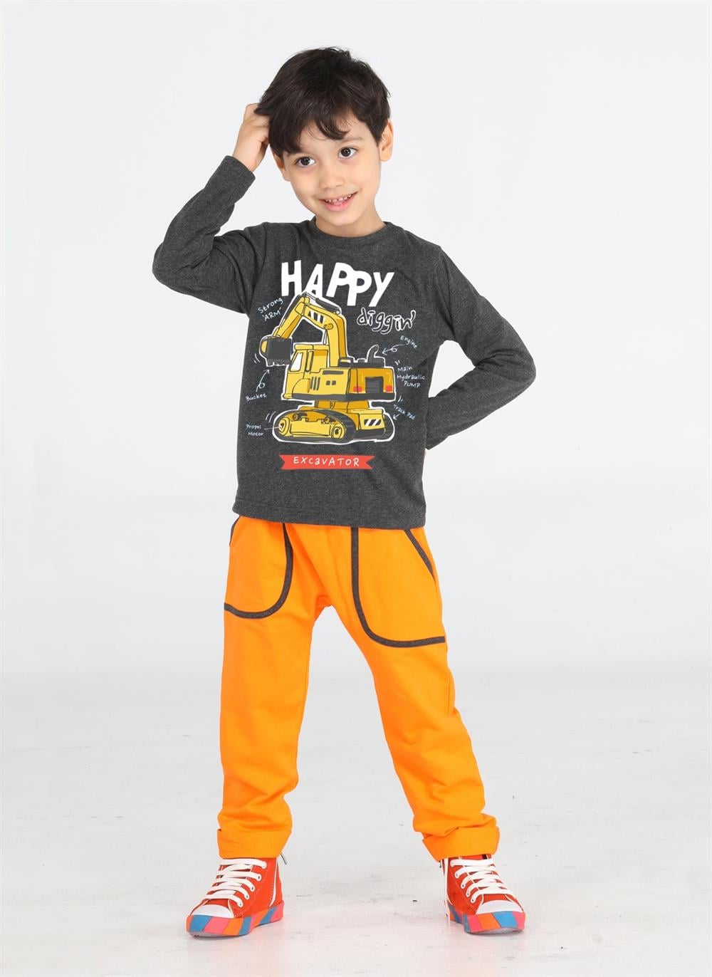 Bulldozer Erkek Çocuk Pantolon + T-shirt Takım - Casabony Kids