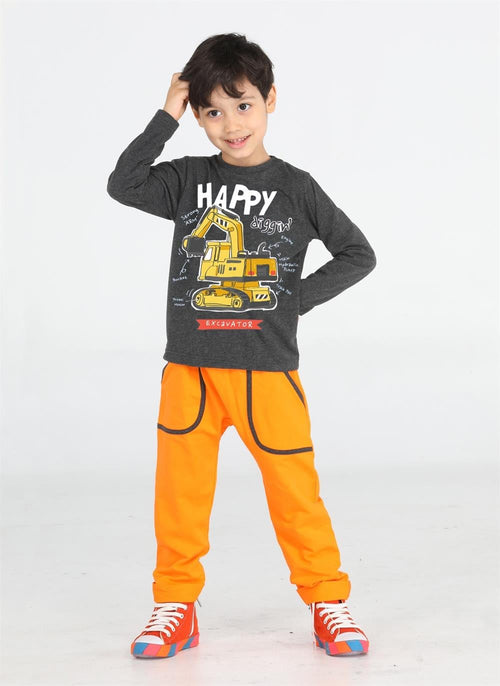 Bulldozer Erkek Çocuk Pantolon + T-shirt Takım - Casabony Kids