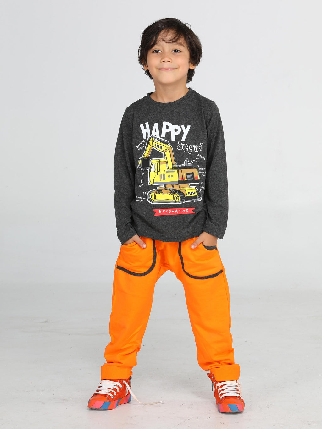 Bulldozer Erkek Çocuk Pantolon + T-shirt Takım - Casabony Kids