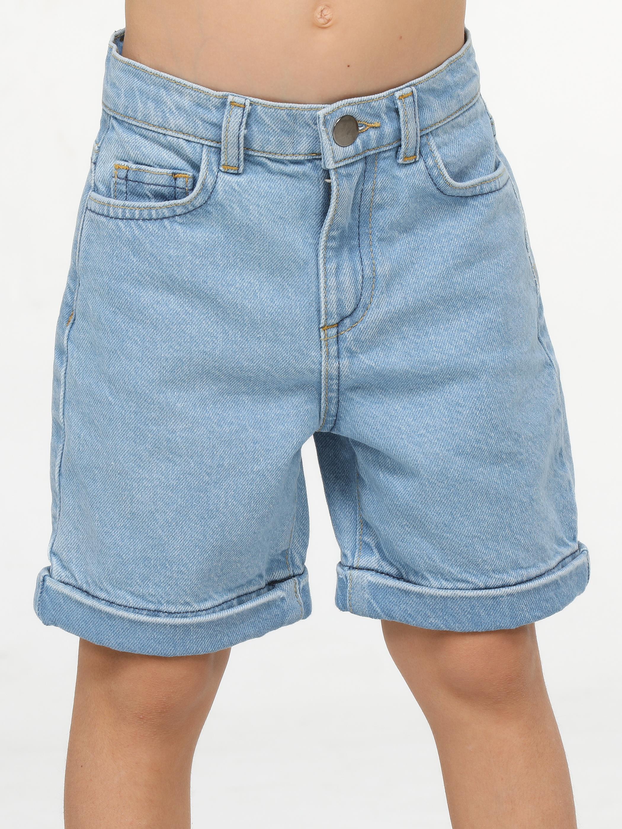 Buz Yıkamalı Taşlanmış Erkek Çocuk Kot Şort - Casabony Kids