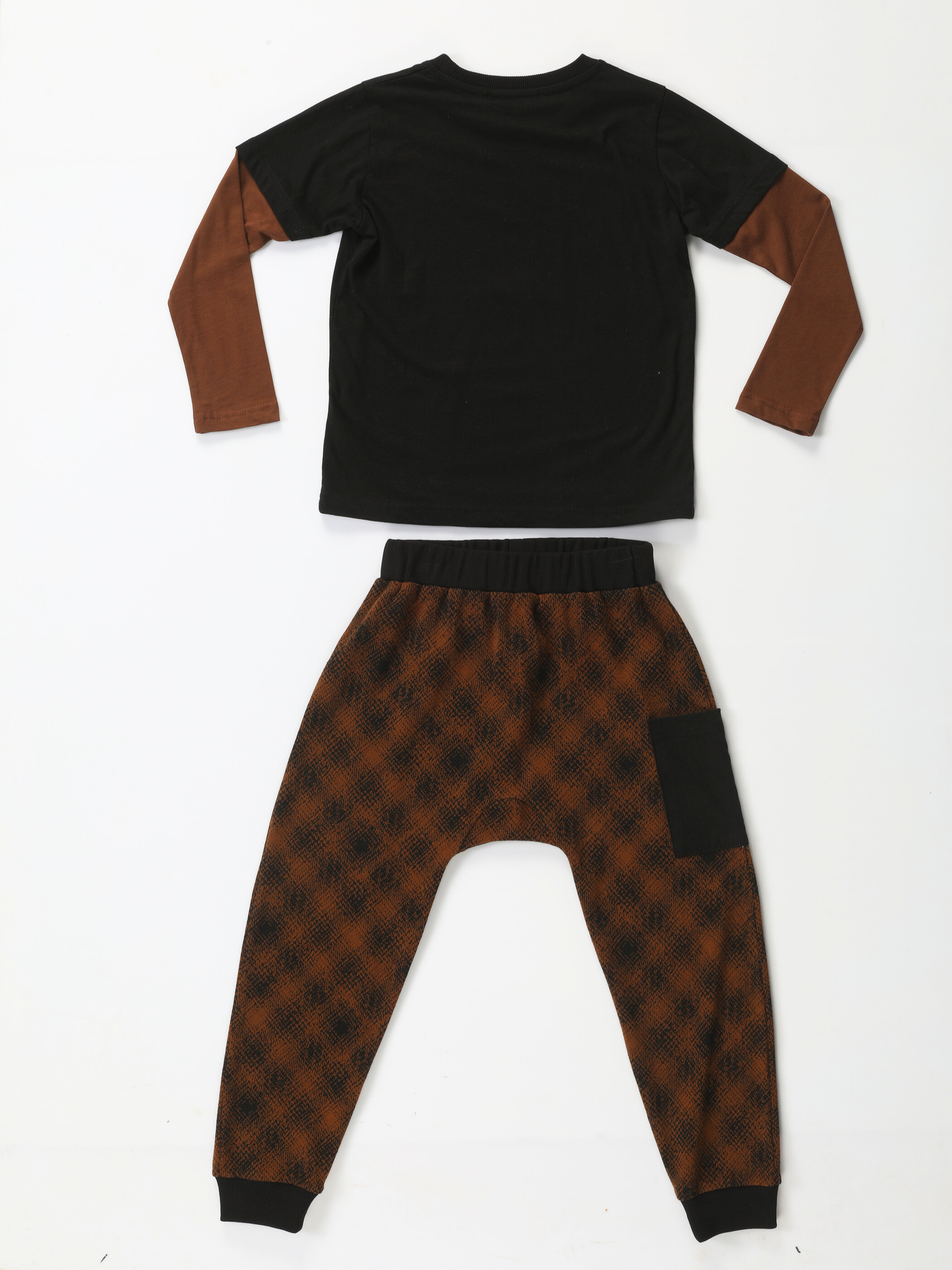 Camper Kahve Desenli Pantolon Takım - Casabony Kids