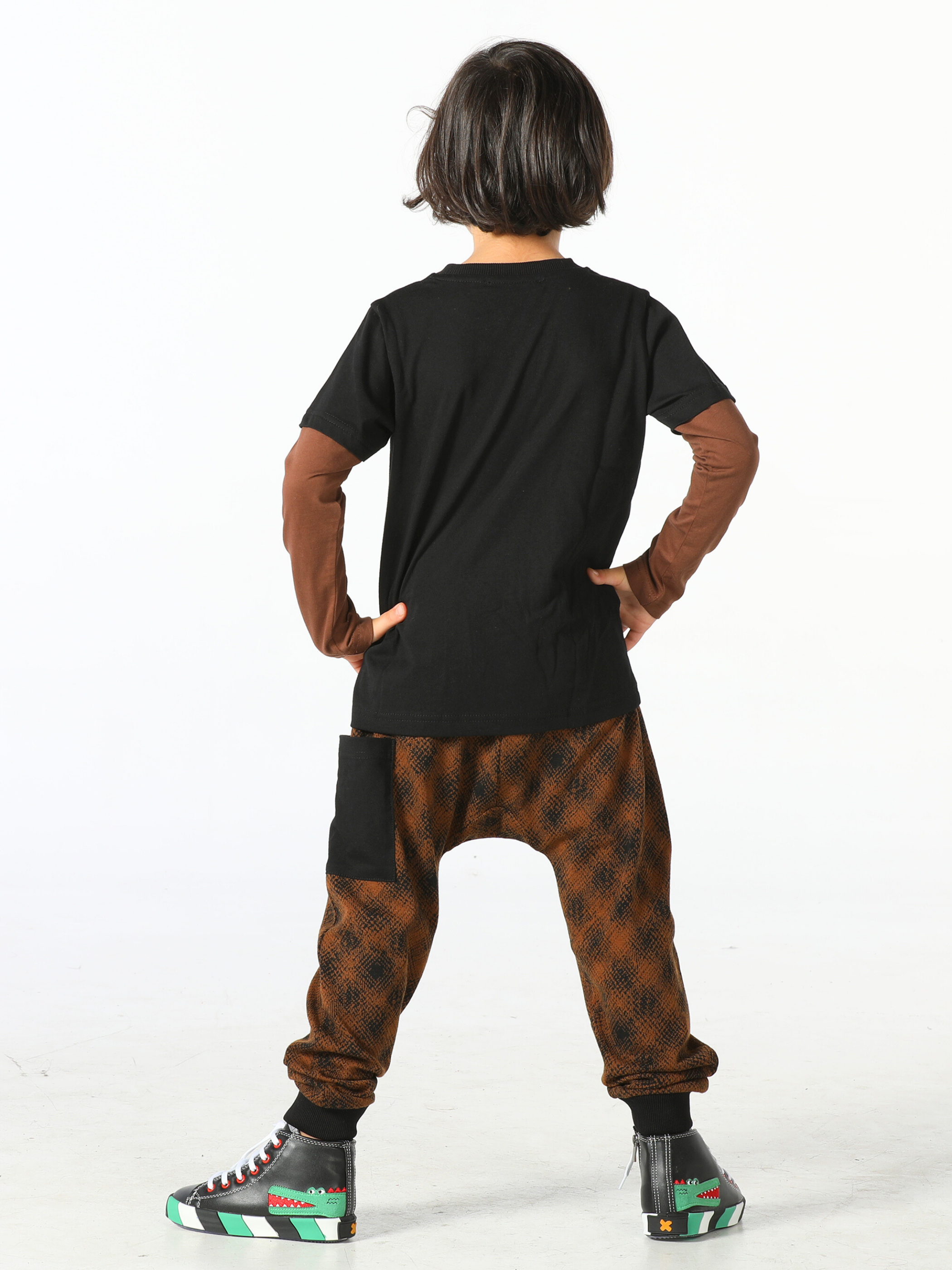 Camper Kahve Desenli Pantolon Takım - Casabony Kids