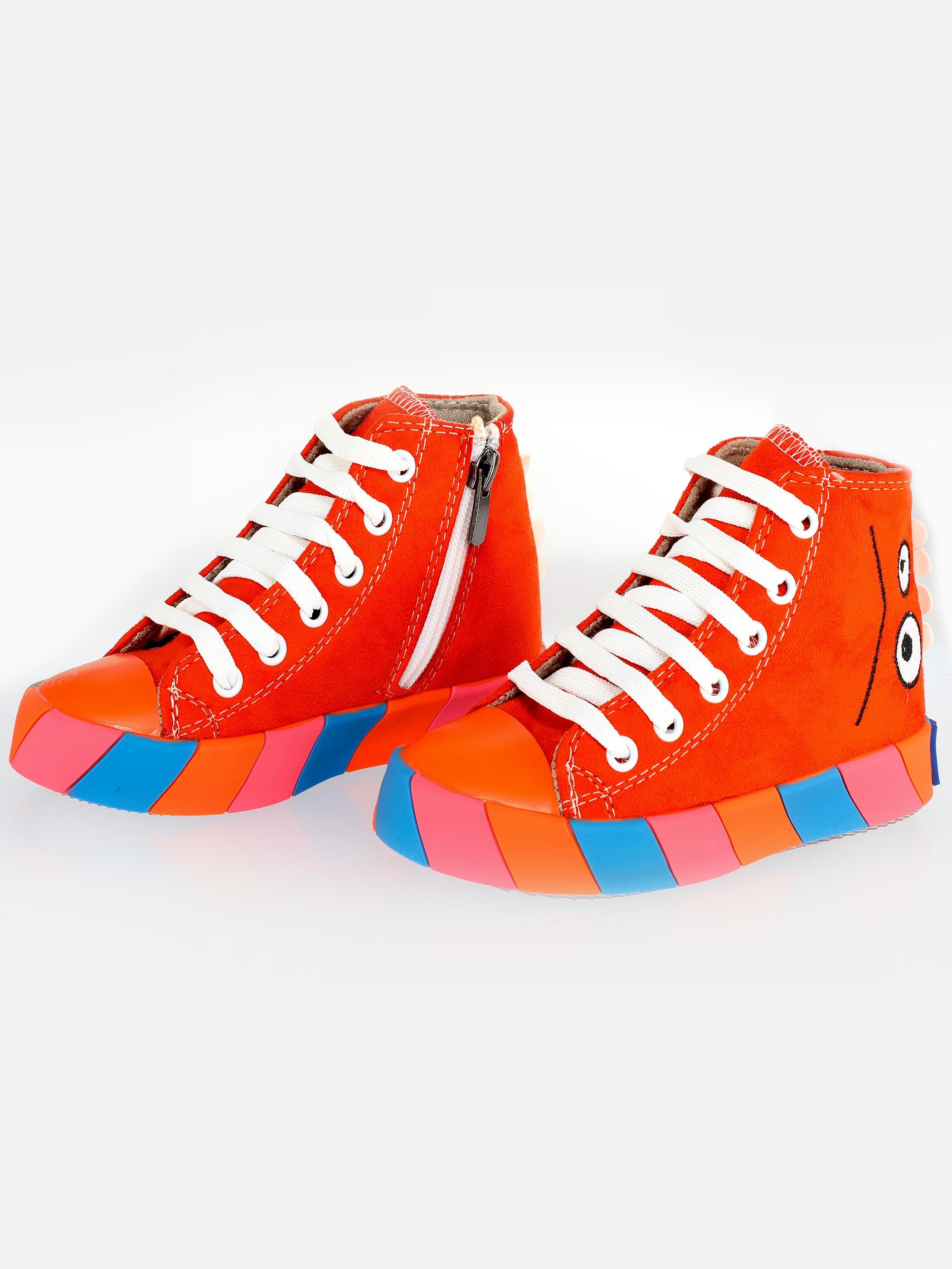 Canavar Turuncu Süet Erkek Çocuk Sneakers - Casabony Kids