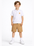 Casa Bej Gabardin Şort + Polo Tshirt Takım - Casabony Kids