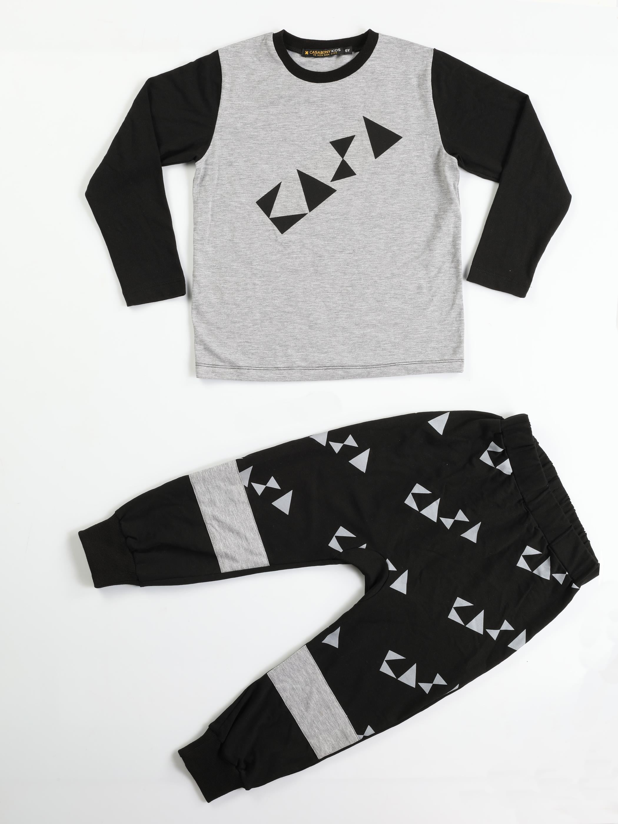 Casa Black Baggy Pantolon + T-shirt Takım - Casabony Kids