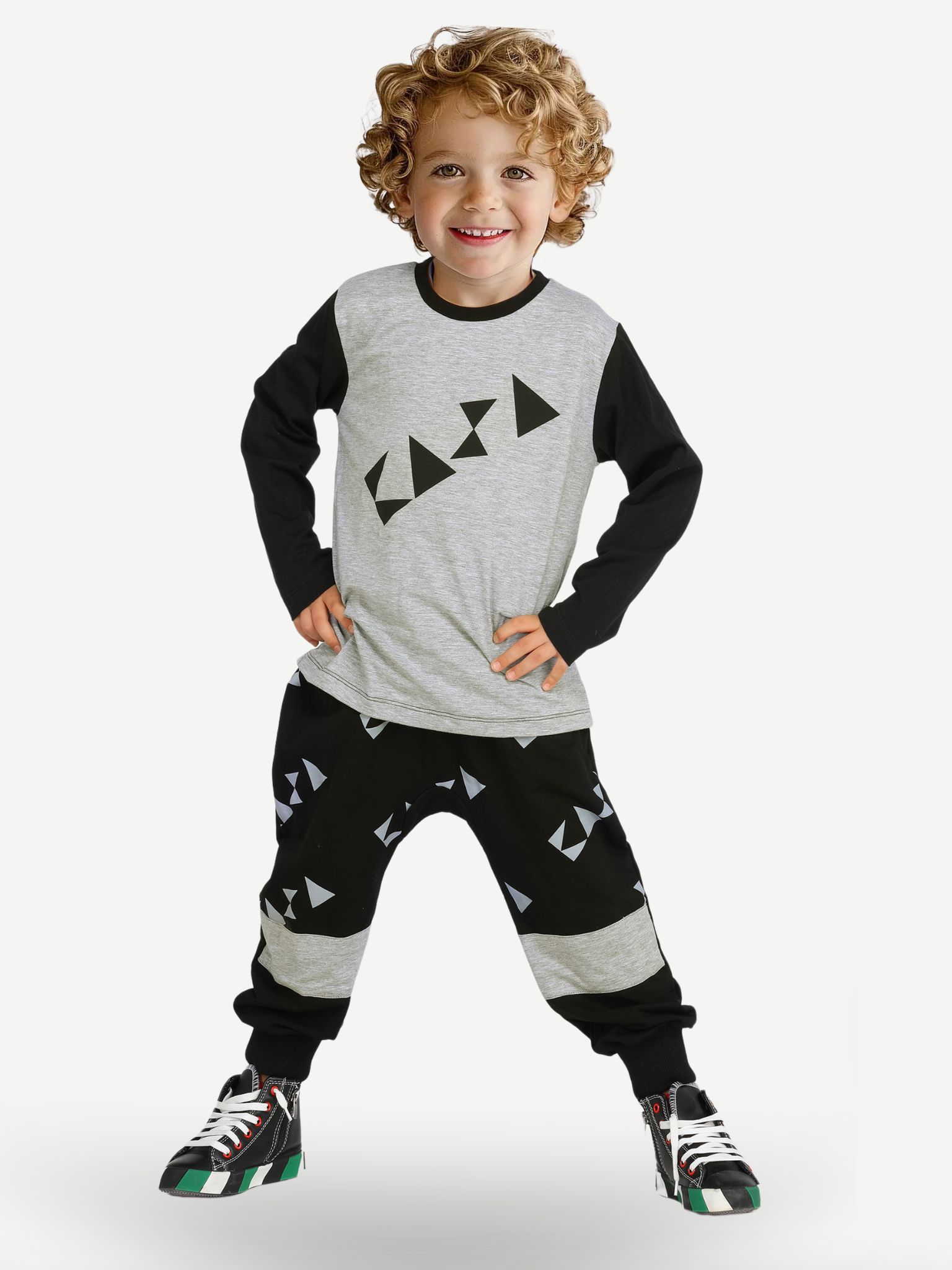Casa Black Baggy Pantolon + T-shirt Takım - Casabony Kids