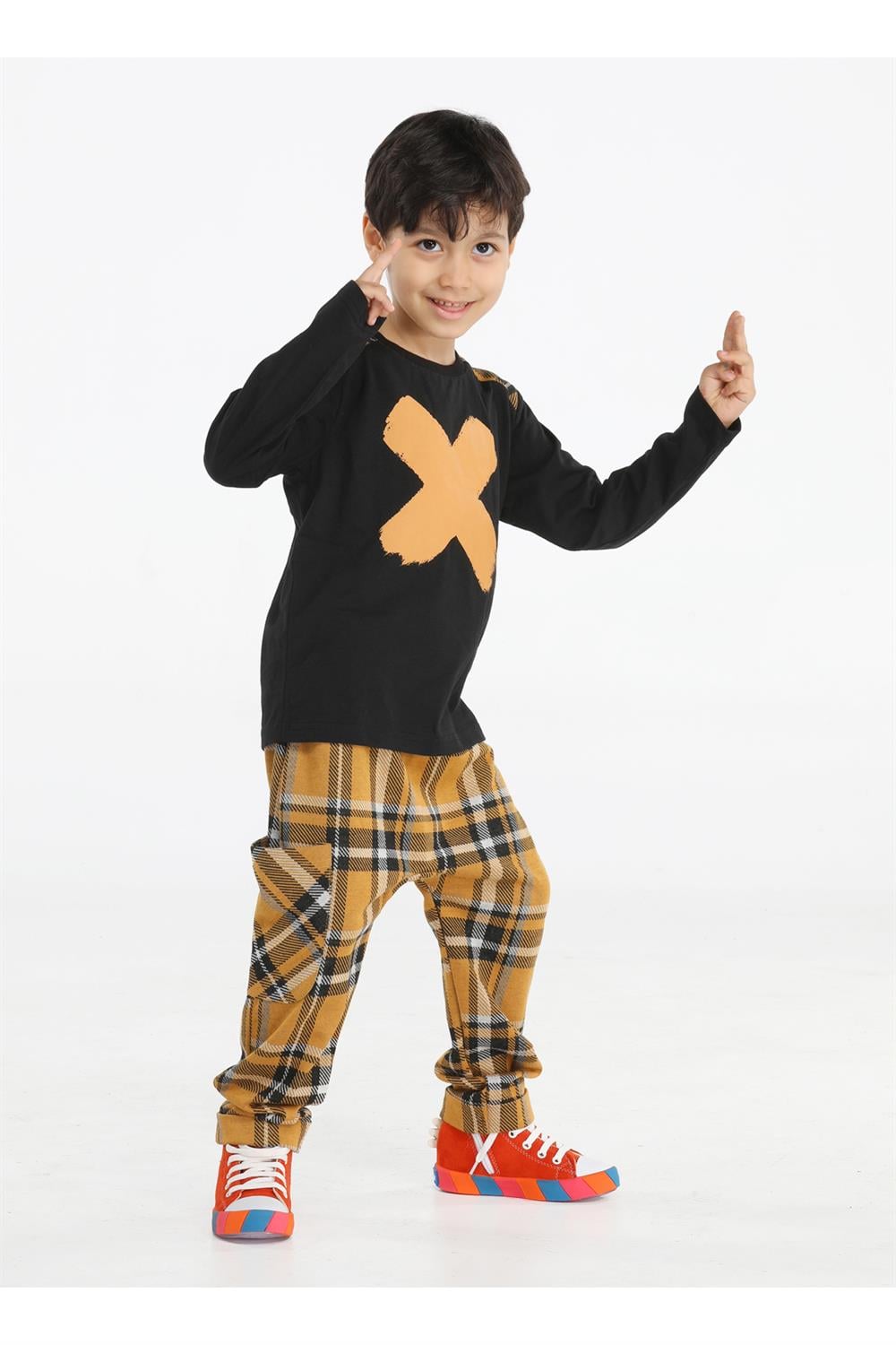 Casa Laci Ekose Pantolon + T-shirt Takım - Casabony Kids