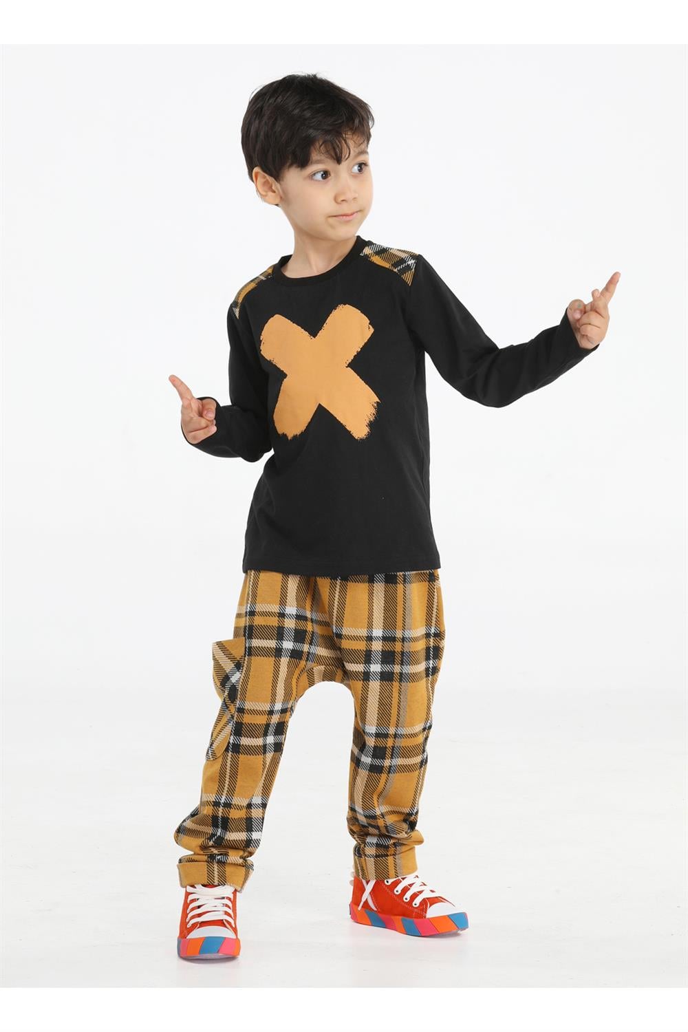 Casa Laci Ekose Pantolon + T-shirt Takım - Casabony Kids