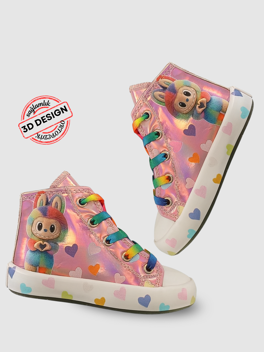 🌈 Casa Pembe Hologramlı Kız Çocuk Sneaker - Casabony Kids