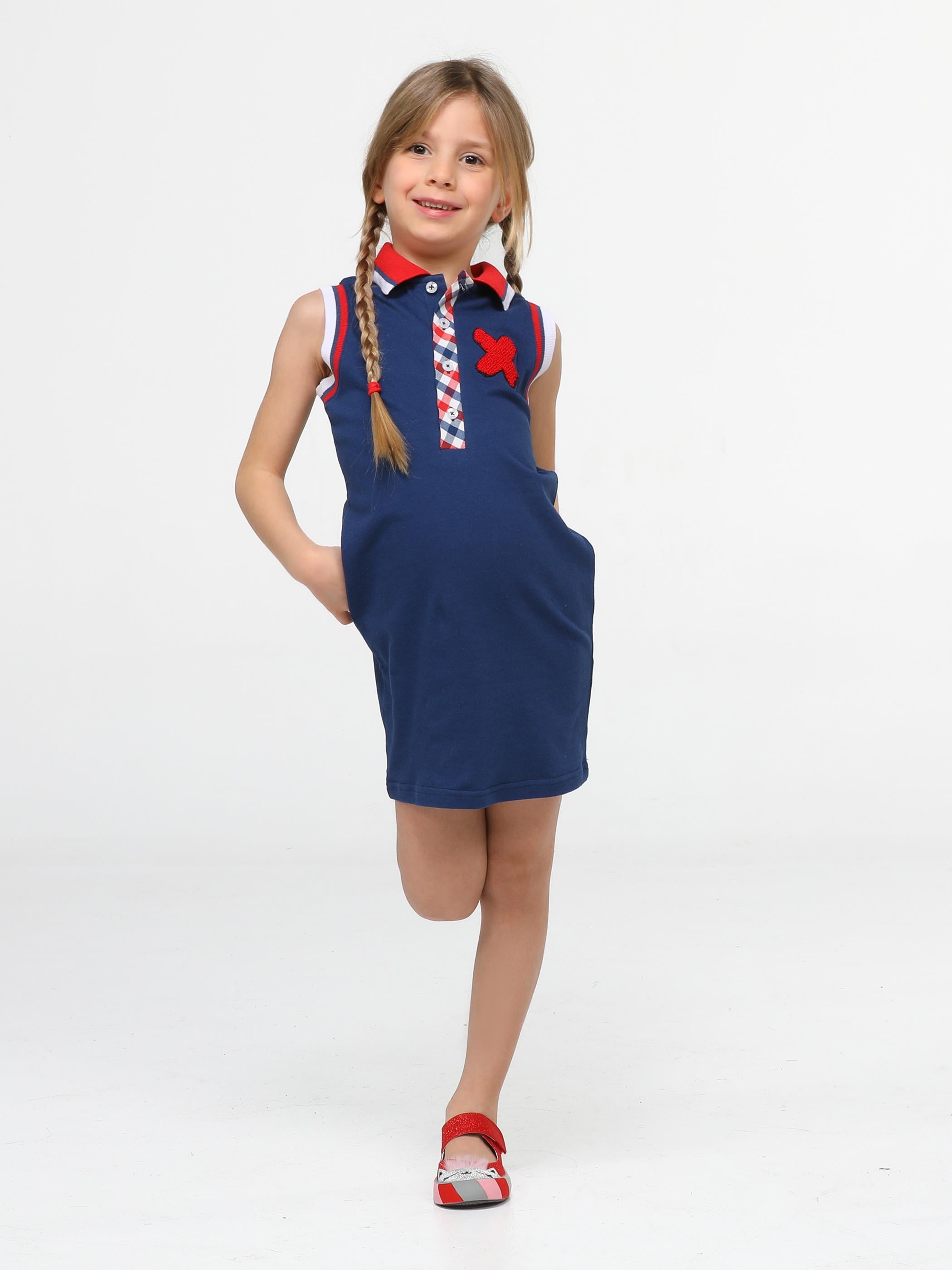 Casa Polo Yaka Kız Laci Çocuk Elbise - Casabony Kids