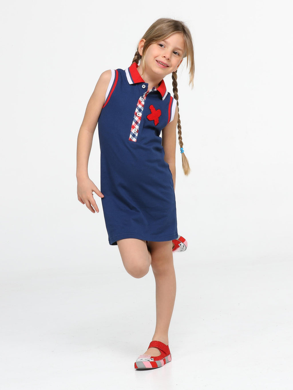 Casa Polo Yaka Kız Laci Çocuk Elbise - Casabony Kids
