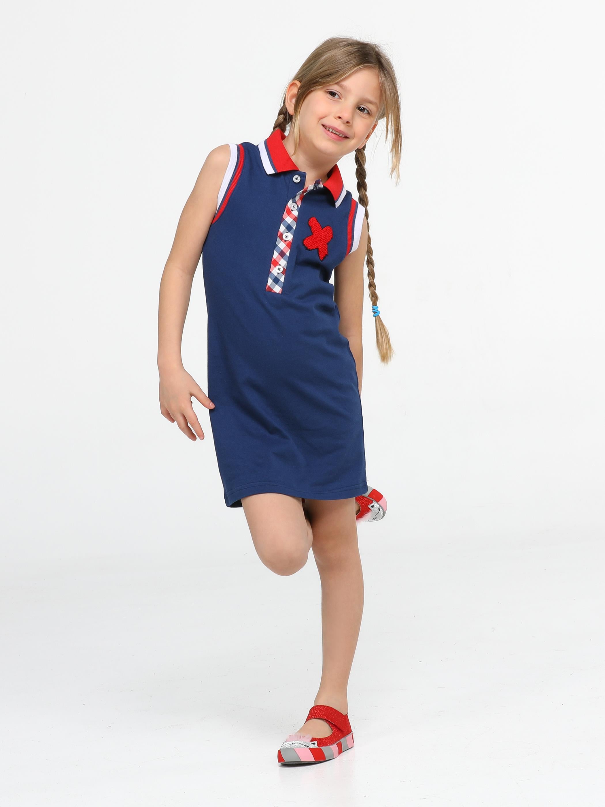 Casa Polo Yaka Kız Laci Çocuk Elbise - Casabony Kids