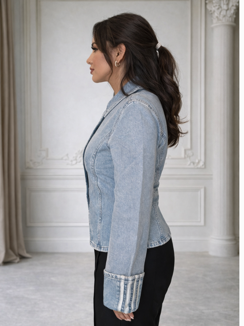 Casa Woman Belden Oturmalı Kadın Denim Ceket - Casabony Kids