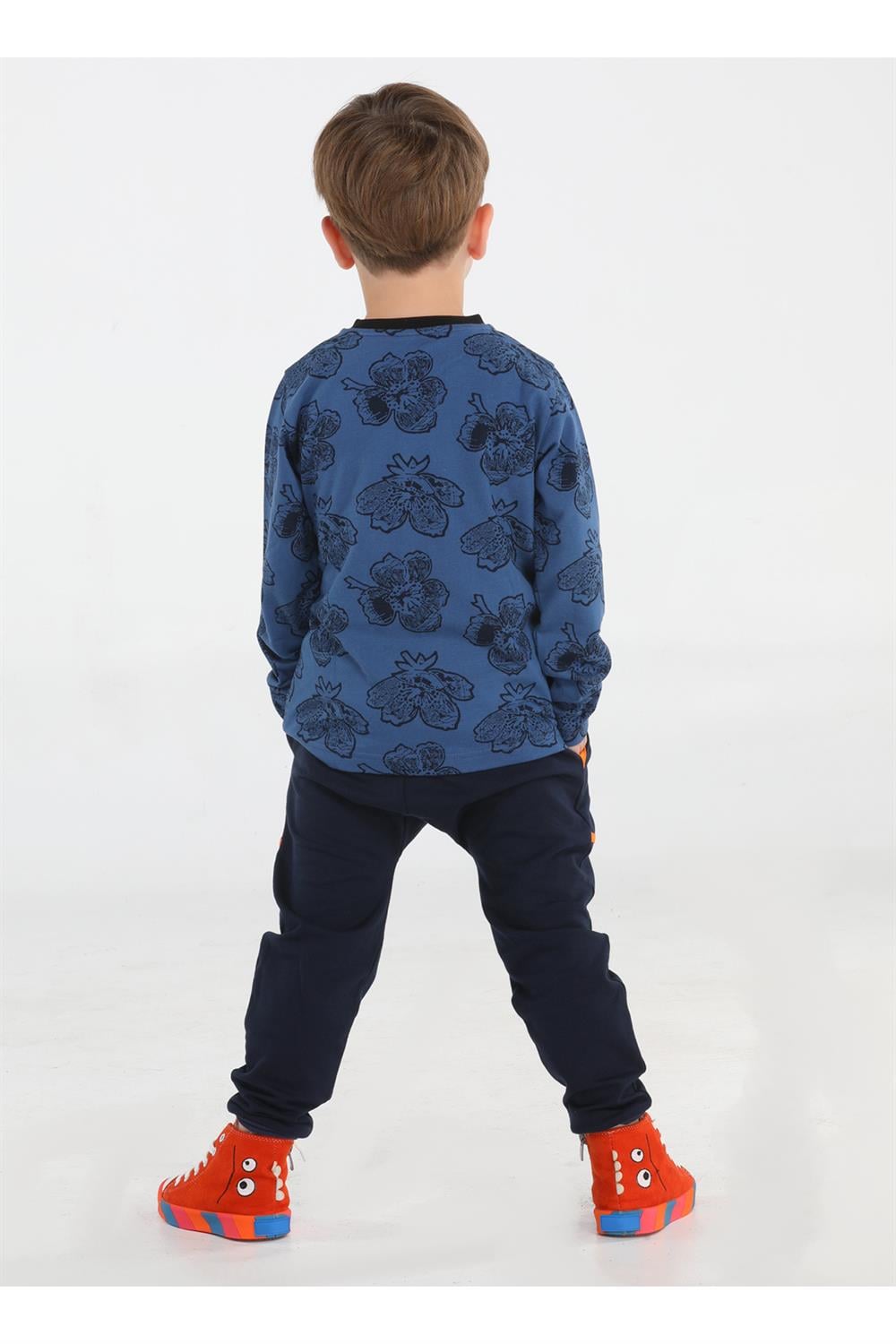 Casa Yaprak Desenli Baggy Pantolon + T-shirt Takım - Casabony Kids