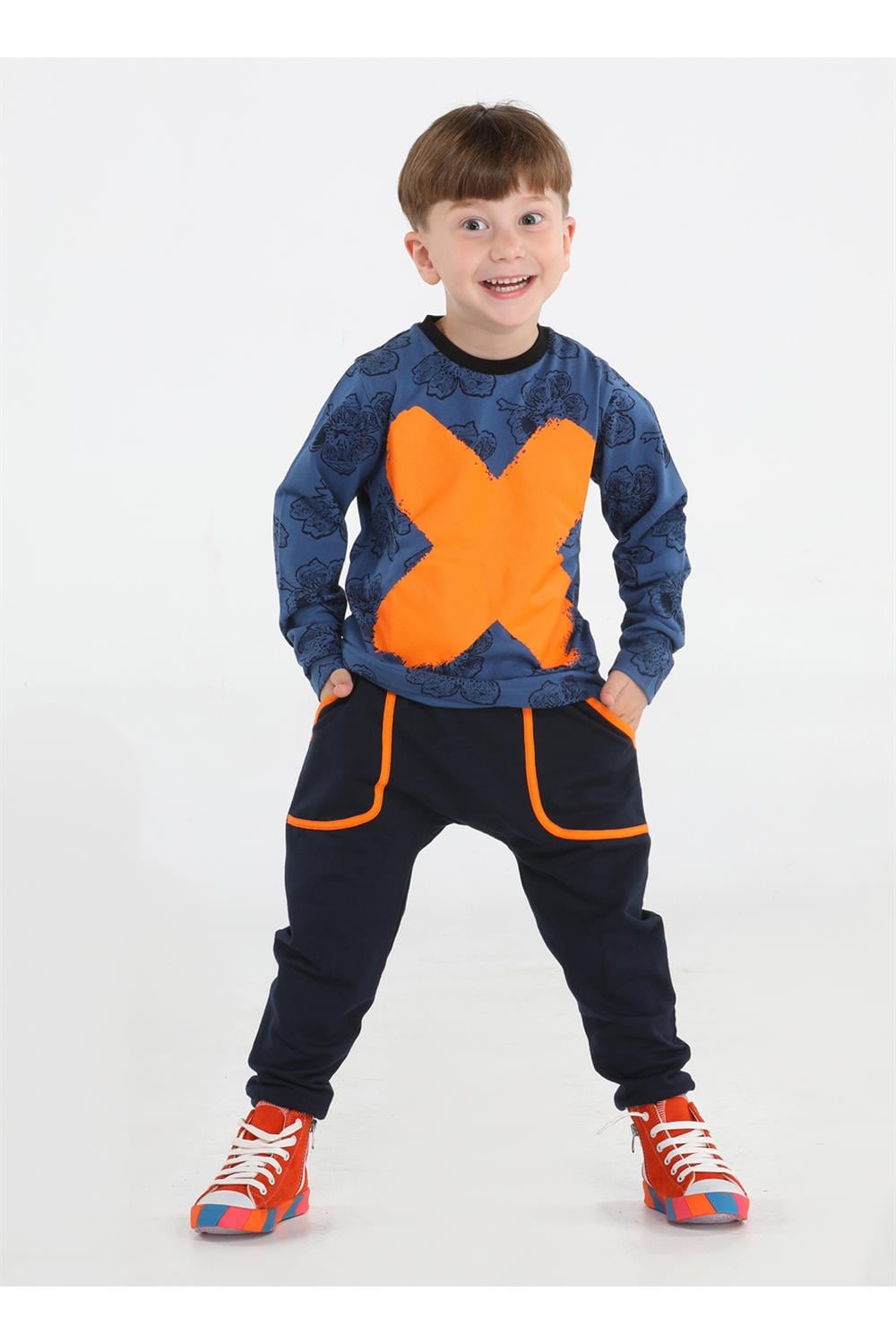 Casa Yaprak Desenli Baggy Pantolon + T-shirt Takım - Casabony Kids
