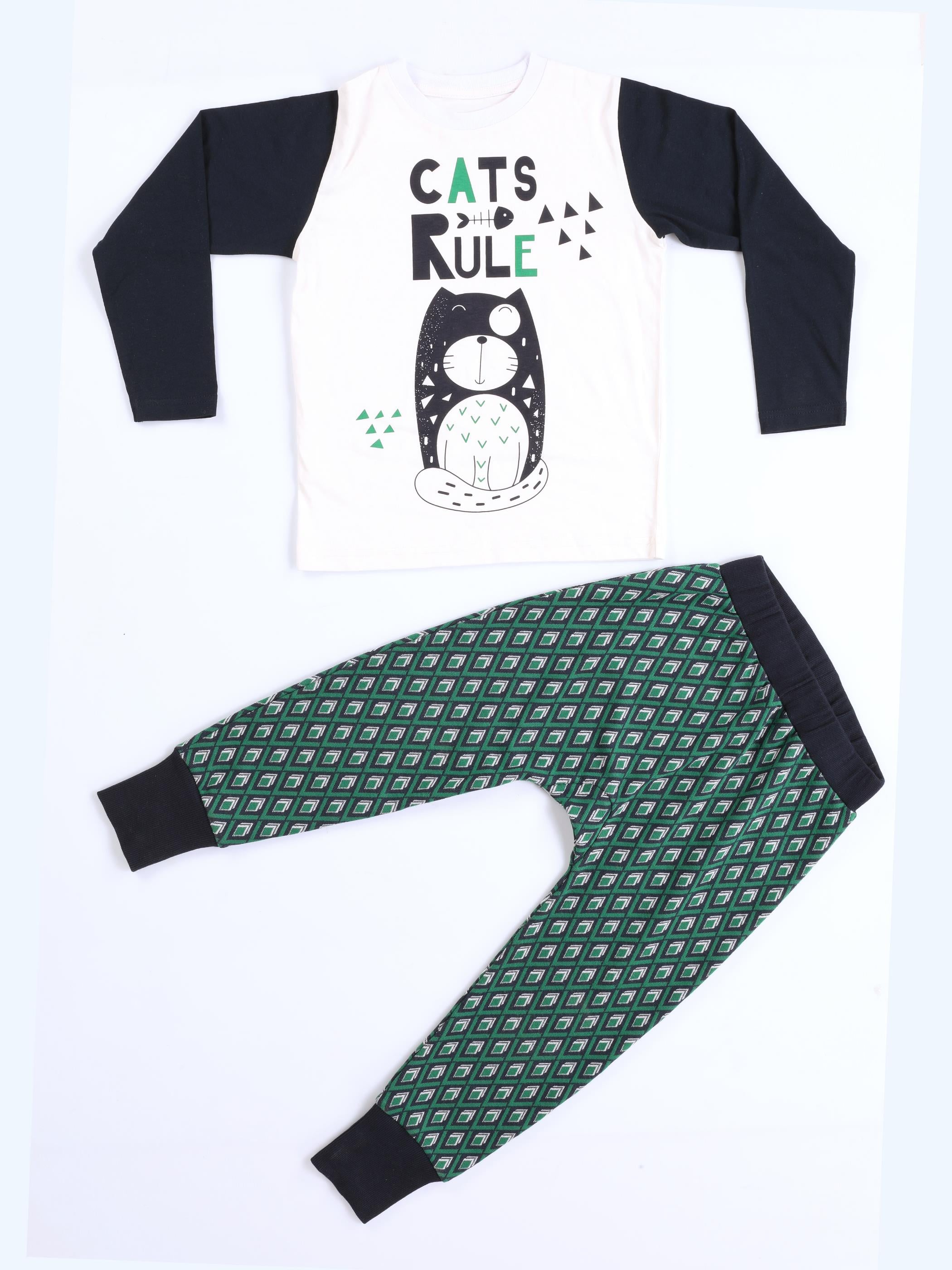 Cats Rule Erkek Çocuk Pantolon + T-shirt Takım - Casabony Kids