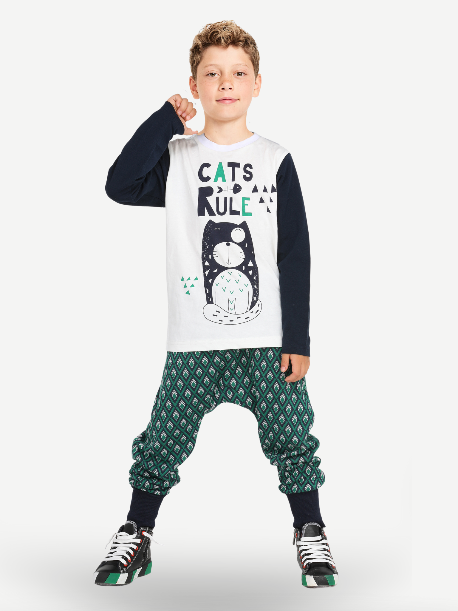 Cats Rule Erkek Çocuk Pantolon + T-shirt Takım - Casabony Kids