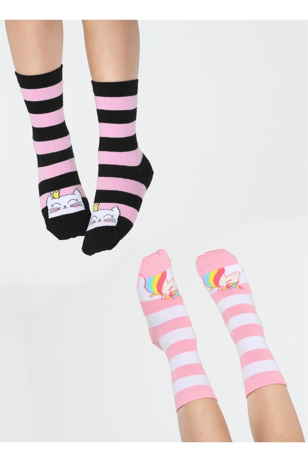 Cat&Unicorn 2'li Paket Kız Çocuk Çorap - Casabony Kids