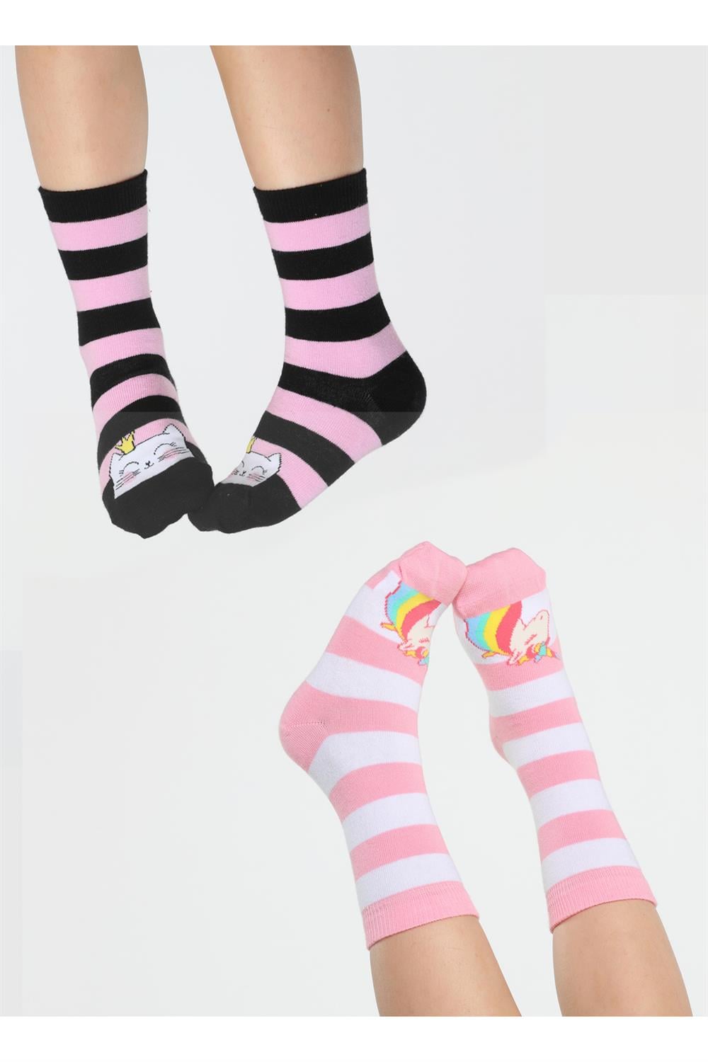 Cat&Unicorn 2'li Paket Kız Çocuk Çorap - Casabony Kids