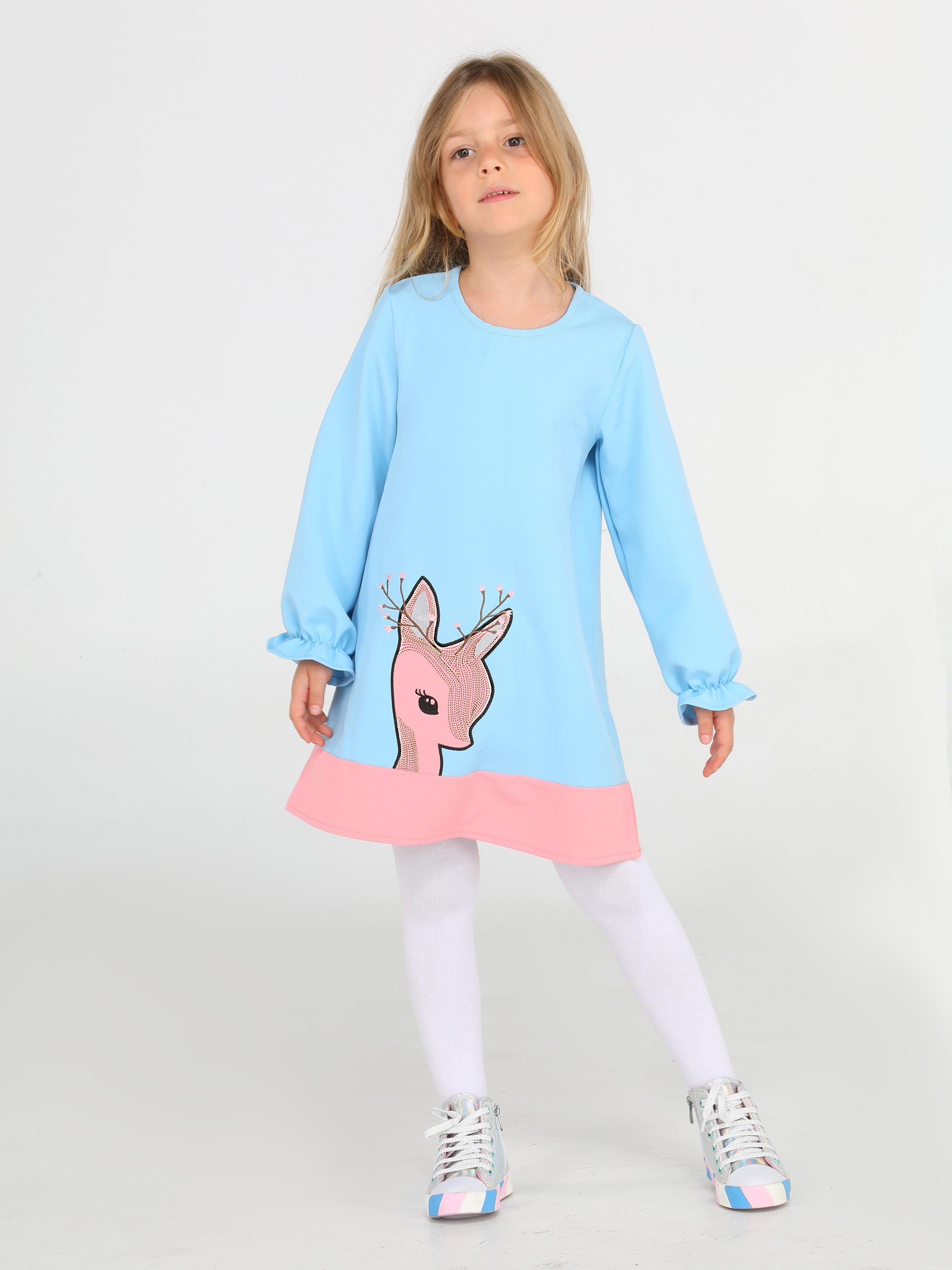 Ceylan Mint Pembe Dokuma Poly Kız Elbise - Casabony Kids