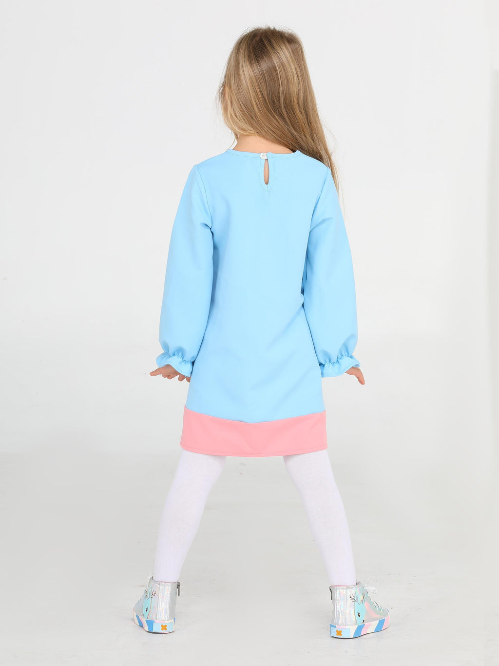 Ceylan Mint Pembe Dokuma Poly Kız Elbise - Casabony Kids