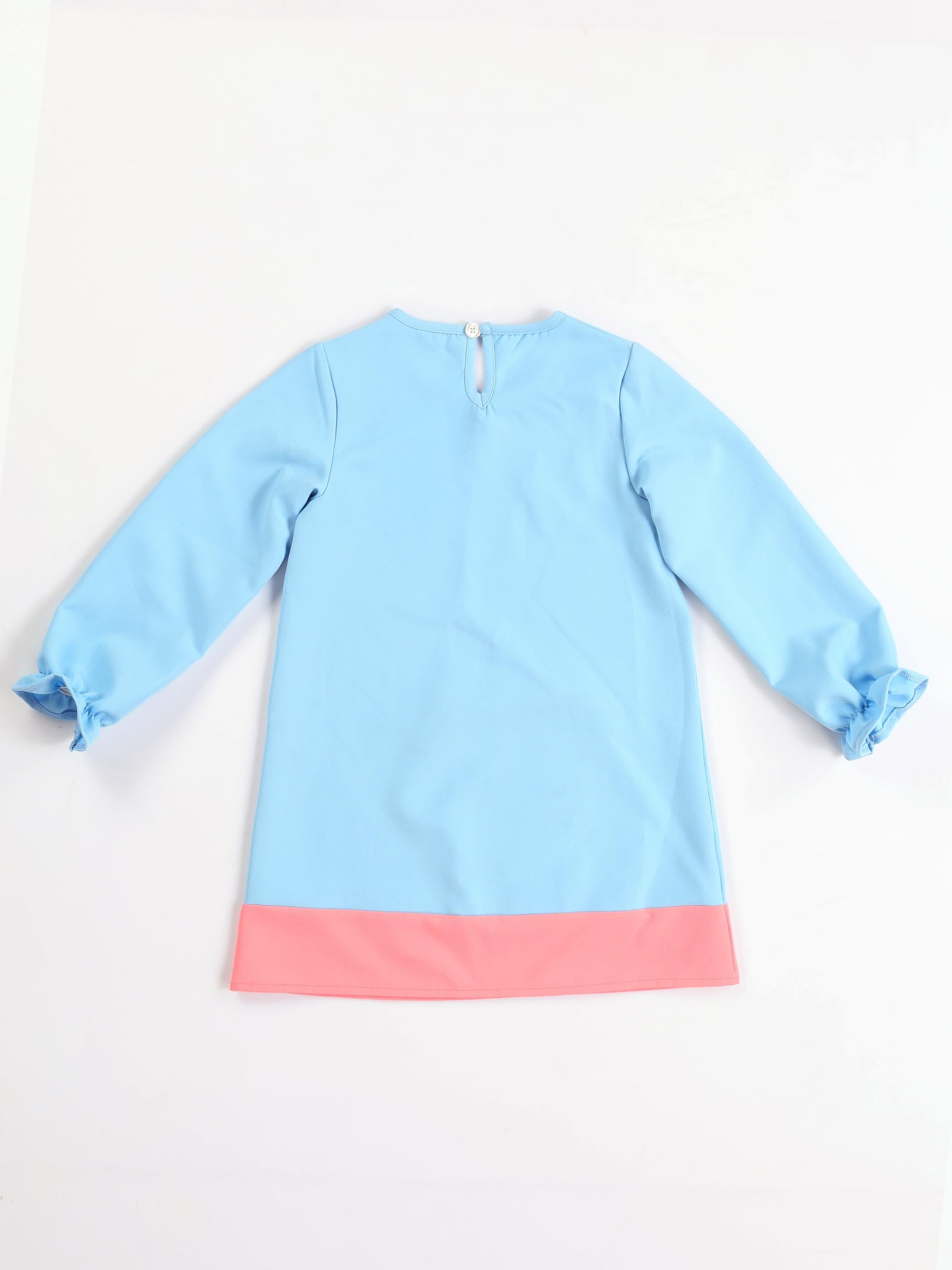 Ceylan Mint Pembe Dokuma Poly Kız Elbise - Casabony Kids