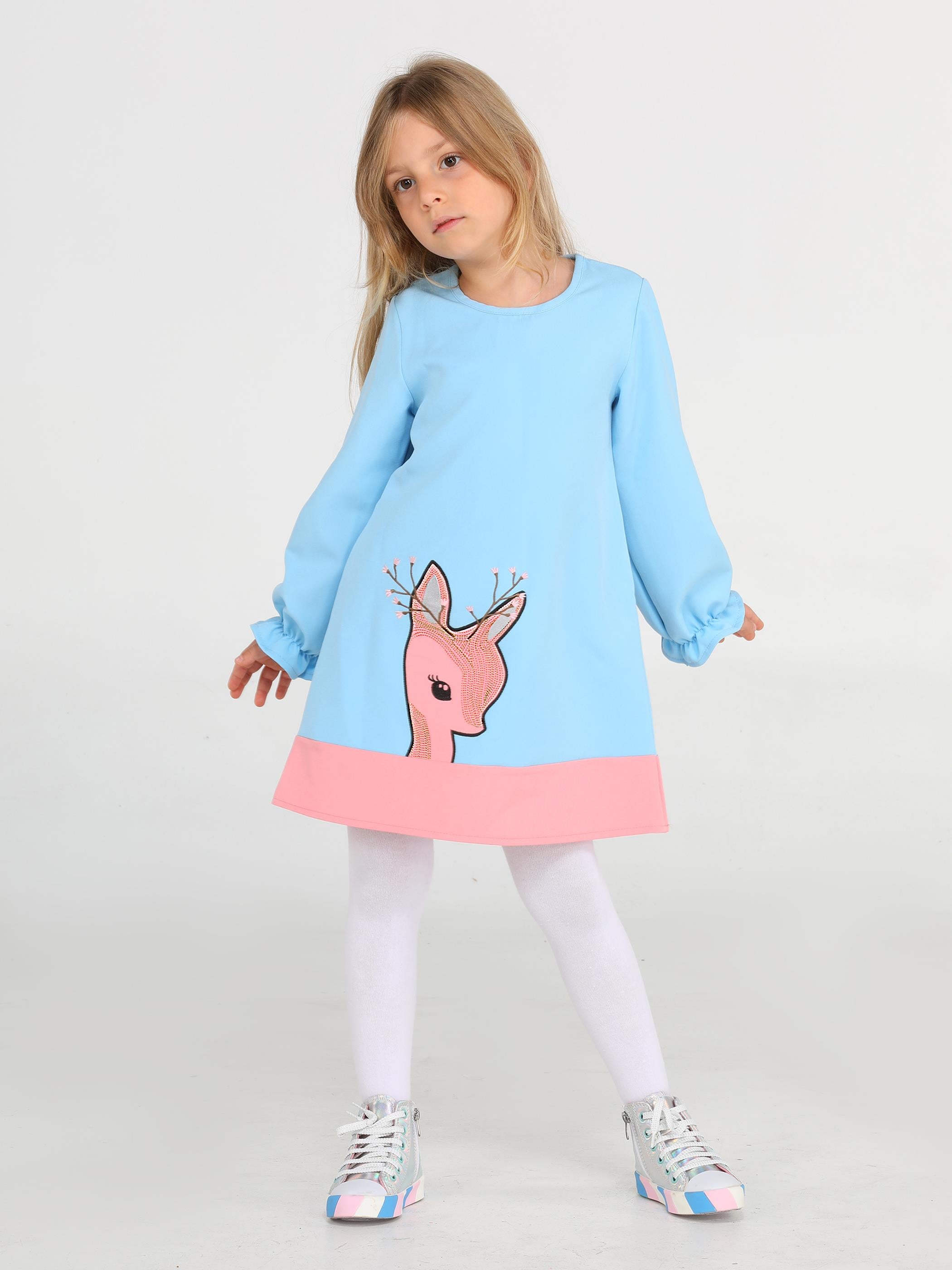 Ceylan Mint Pembe Dokuma Poly Kız Elbise - Casabony Kids