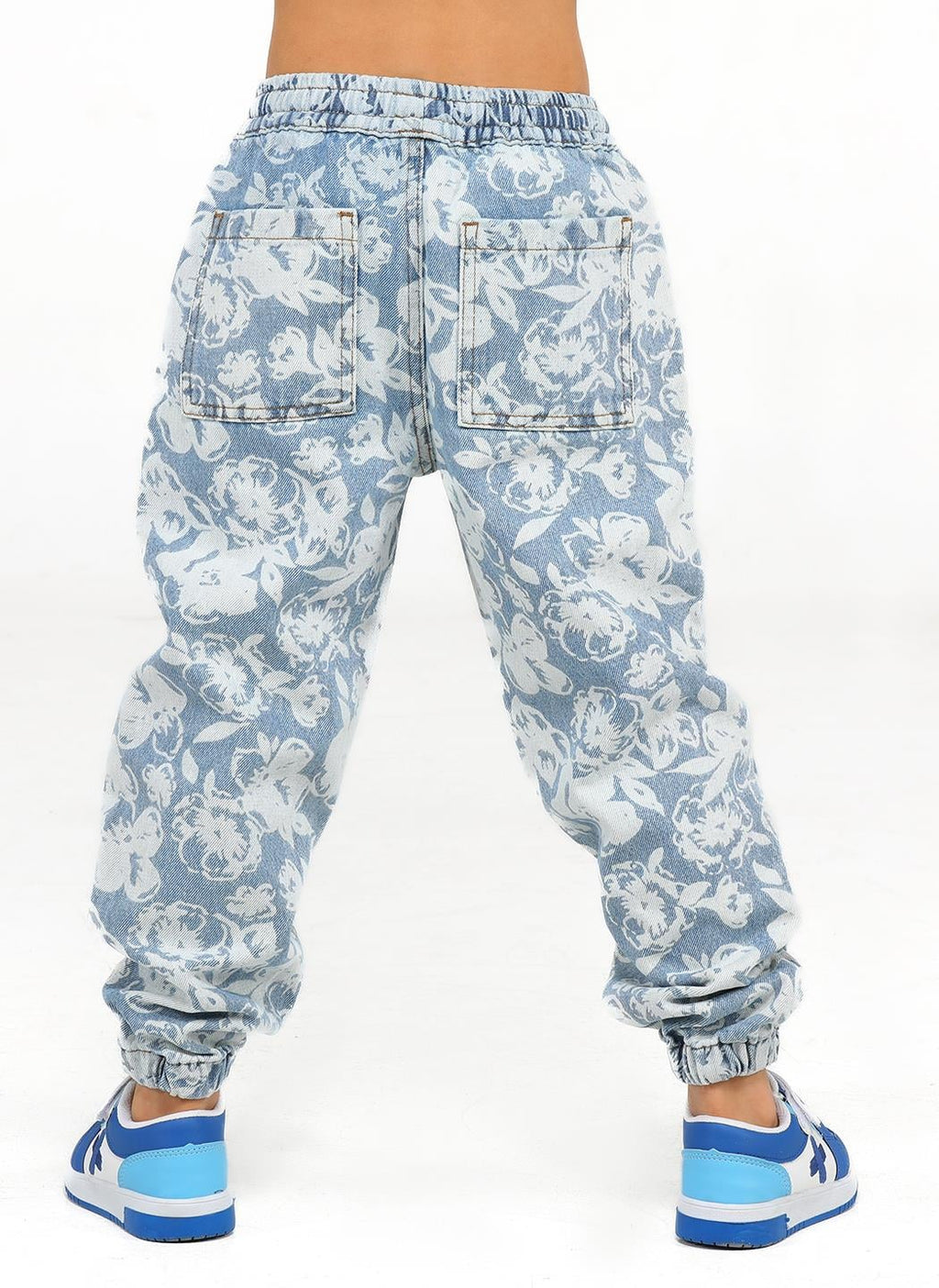 Çiçekli Stone Wash Kız Jogger Pantolon - Casabony Kids