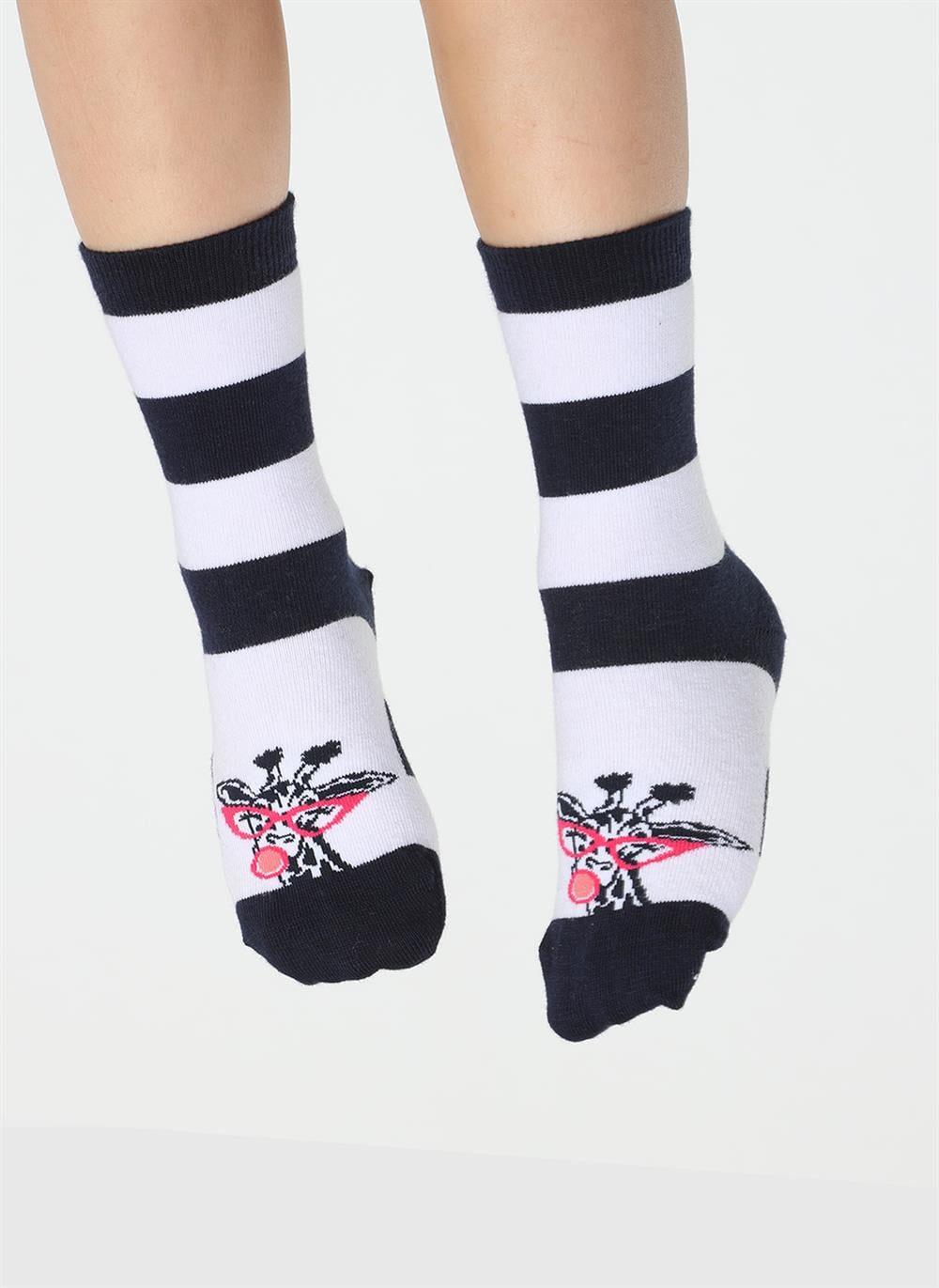 Çizgili Zürafa Kız Çocuk Çorap - Casabony Kids