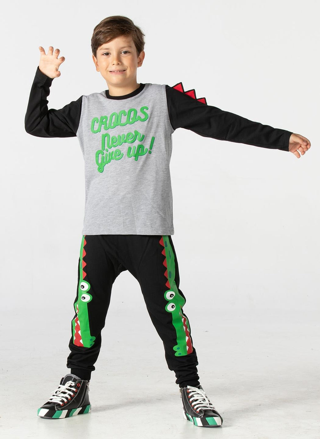 Crocos Siyah Erkek Çocuk Pantolon+T-shirt Takım - Casabony Kids