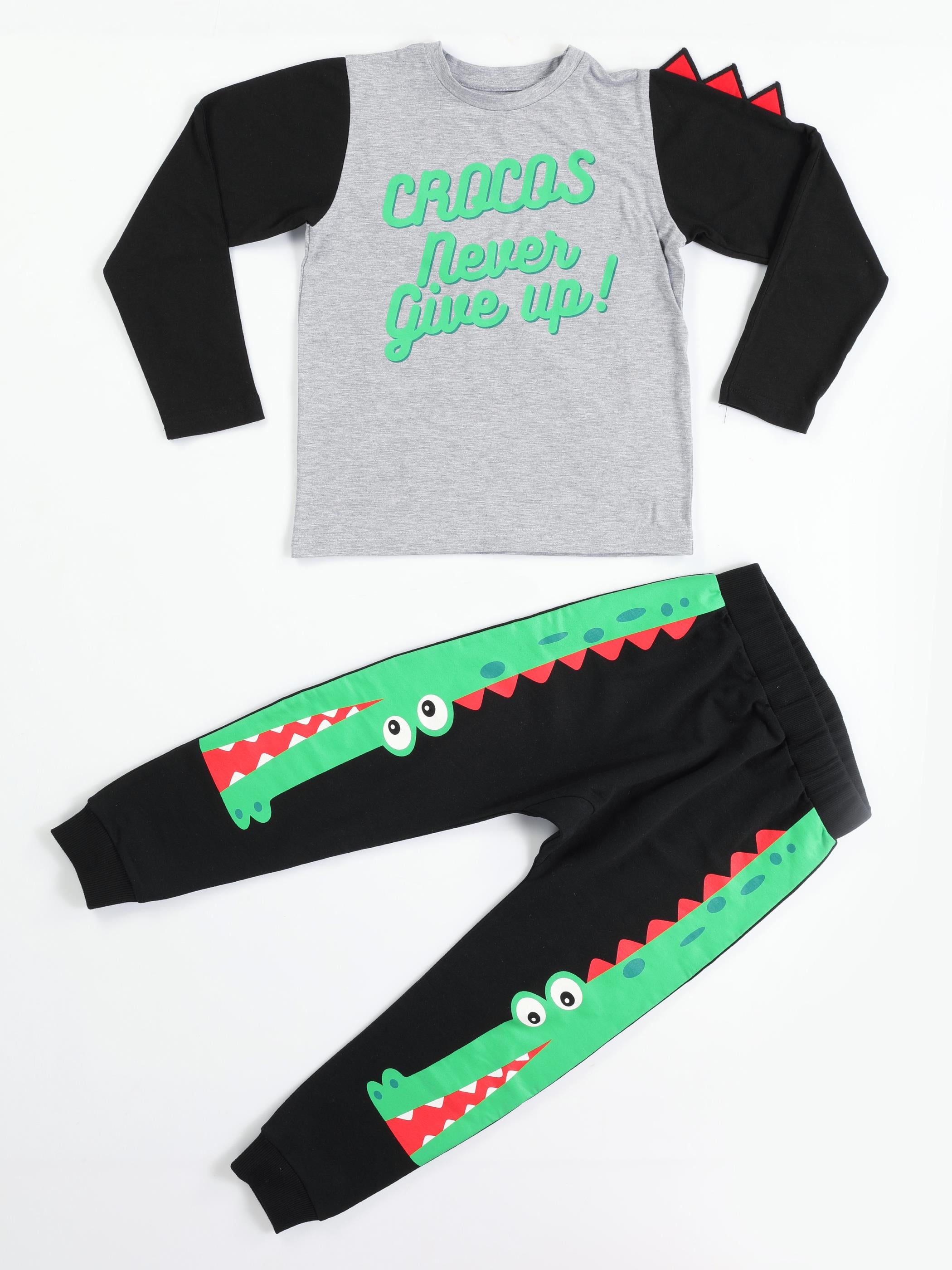 Crocos Siyah Erkek Çocuk Pantolon+T-shirt Takım - Casabony Kids