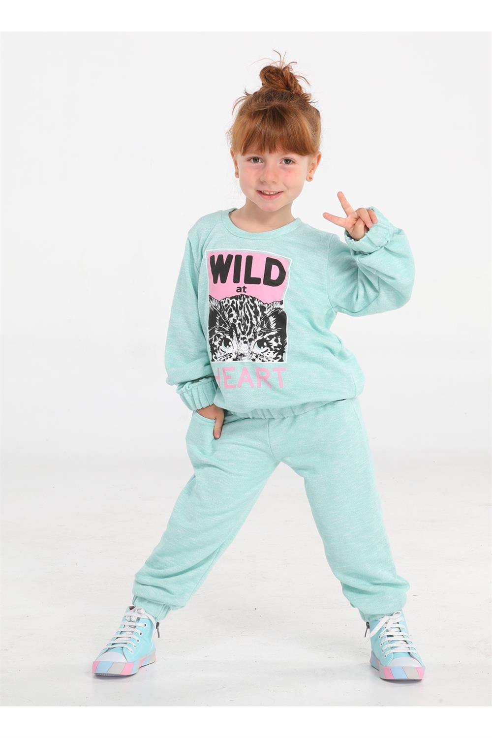 Cute Wild Mint Jogger Eşofman Takım - Casabony Kids