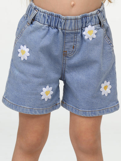 Daisy Nakışlı Kız Çocuk Denim Şort - Casabony Kids