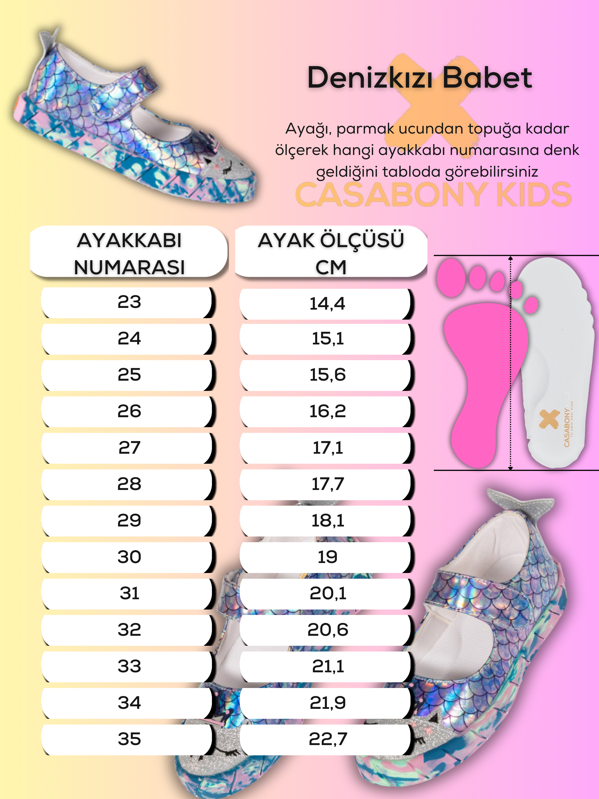 Denizkızı Hologram 3D Kız Çocuk Babet Sneakers - Casabony Kids
