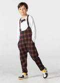 Ekose Askılı Erkek Çocuk Baggy Tulum + Papyonlu T-shirt - Casabony Kids