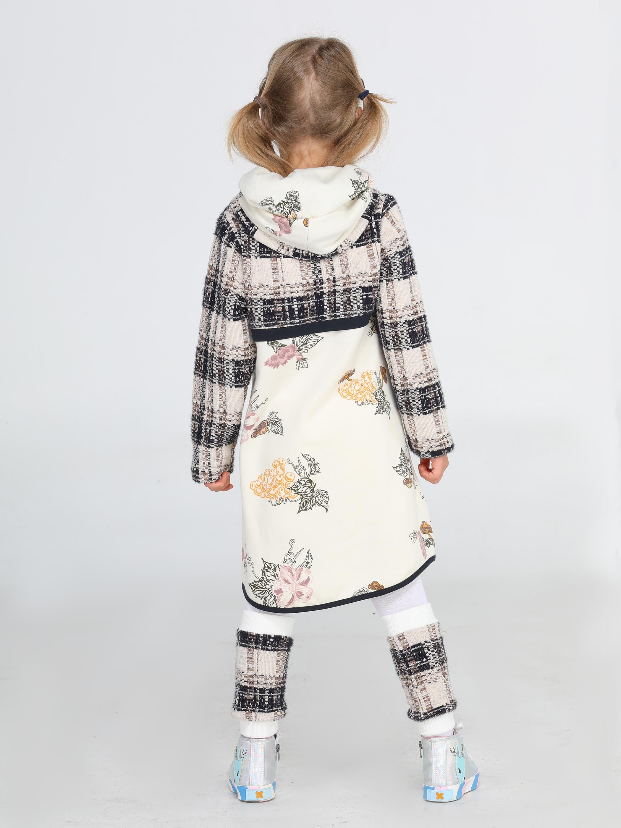 Ekose Baskılı Hoodie Kız Elbise + Tozluk Takım - Casabony Kids